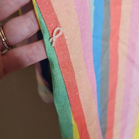 NWT GAP Linen Blend Rainbow Striped Shirt Long Sleeve Button Up Maternity Medium - Picture 8 of 10